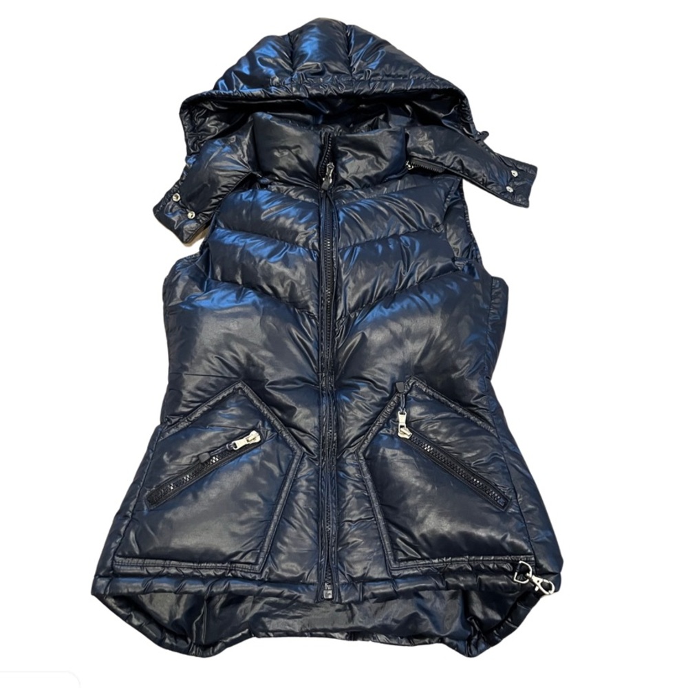 J Crew navy shiny puffer vest - great condition